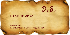 Dick Bianka névjegykártya
